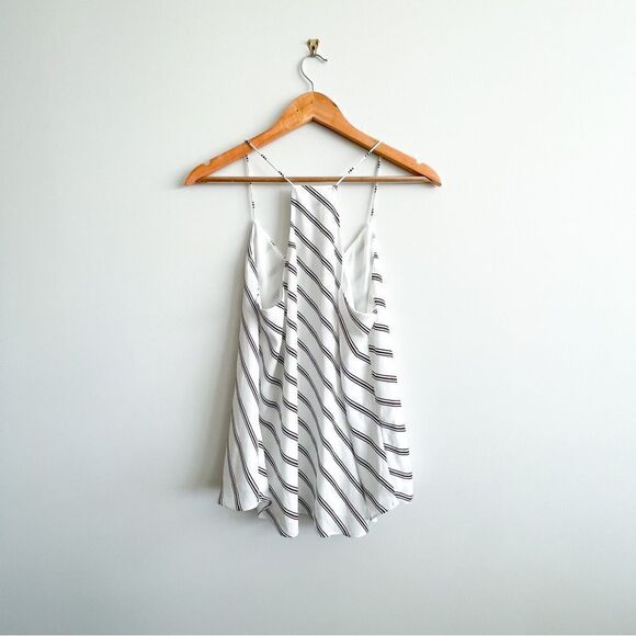 RW & Co. Tank Top Diagonal Stripe Spaghetti Strap Lined Women's M White NWT - Picture 3 of 8